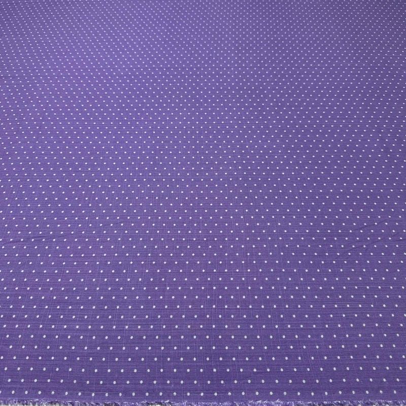 Tecido Viscolinho Estampado Micro Poá Roxo Mauve • Luema Tecidos