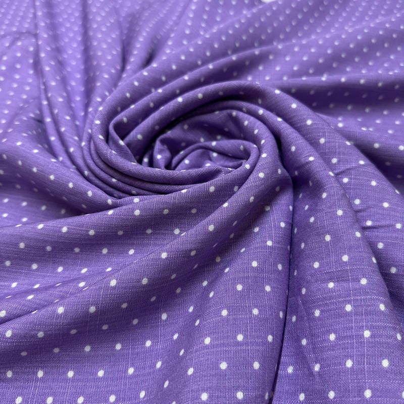 Tecido Viscolinho Estampado Micro Poá Roxo Mauve • Luema Tecidos