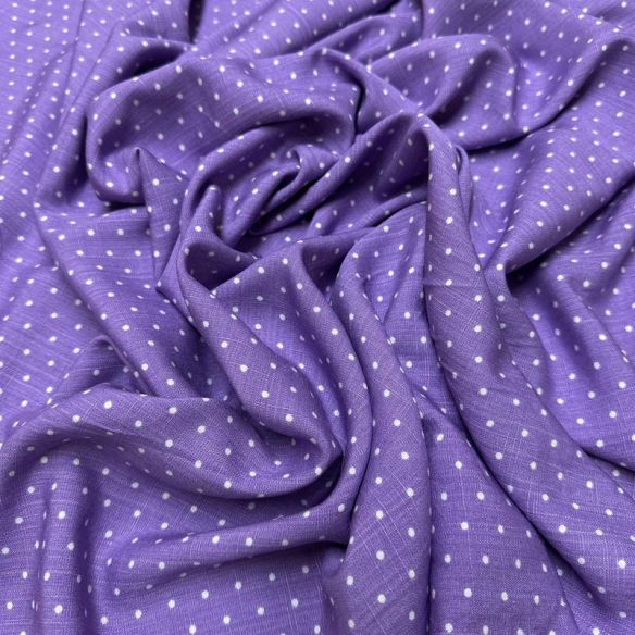Tecido Viscolinho Estampado Micro Poá Roxo Mauve • Luema Tecidos