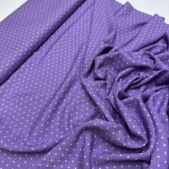 Tecido Viscolinho Estampado Micro Poá Roxo Mauve • Luema Tecidos