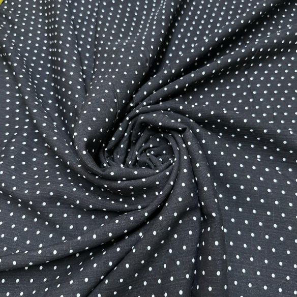 Tecido Viscolinho Estampado Micro Poá Preto • Luema Tecidos