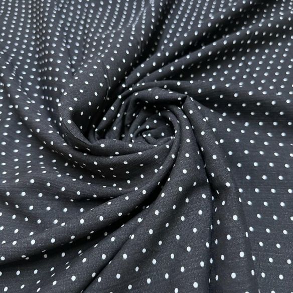 Tecido Viscolinho Estampado Micro Poá Preto • Luema Tecidos