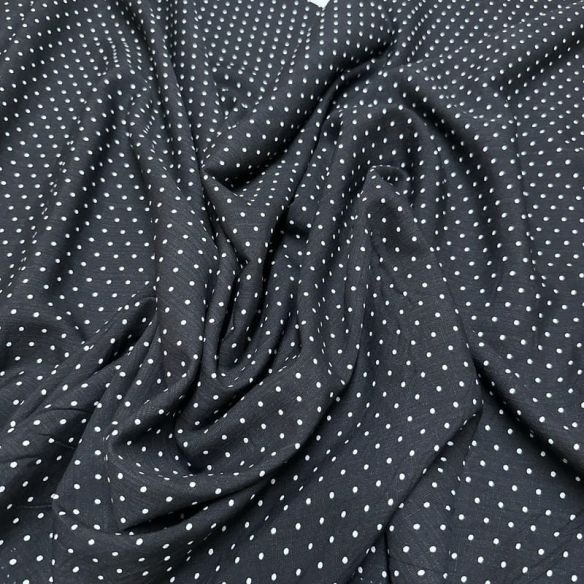 Tecido Viscolinho Estampado Micro Poá Preto • Luema Tecidos