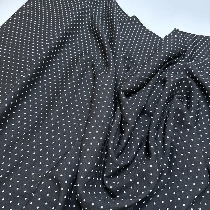 Tecido Viscolinho Estampado Micro Poá Preto • Luema Tecidos