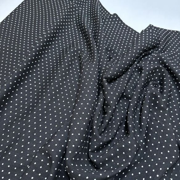 Tecido Viscolinho Estampado Micro Poá Preto • Luema Tecidos