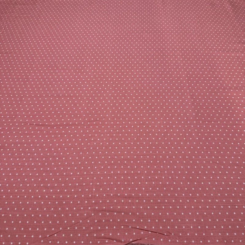 Tecido Viscolinho Estampado Micro Poá Rosa Sandía • Luema Tecidos