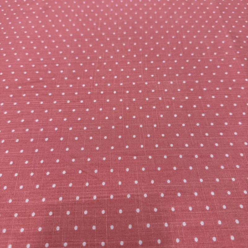 Tecido Viscolinho Estampado Micro Poá Rosa Sandía • Luema Tecidos