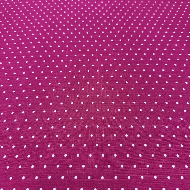 Tecido Viscolinho Estampado Micro Poá Rosa Pink • Luema Tecidos