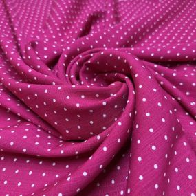 Tecido Viscolinho Estampado Micro Poá Rosa Pink • Luema Tecidos 2