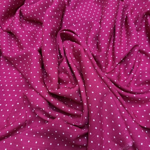 Tecido Viscolinho Estampado Micro Poá Rosa Pink • Luema Tecidos