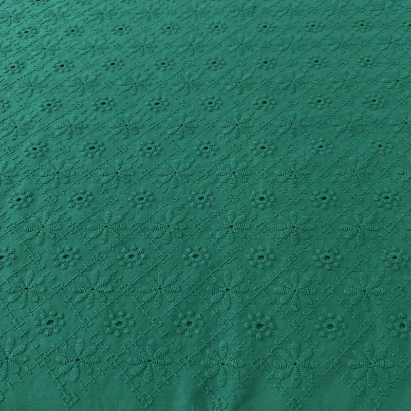 Tecido Laise de algodão Bordada Verde Marina