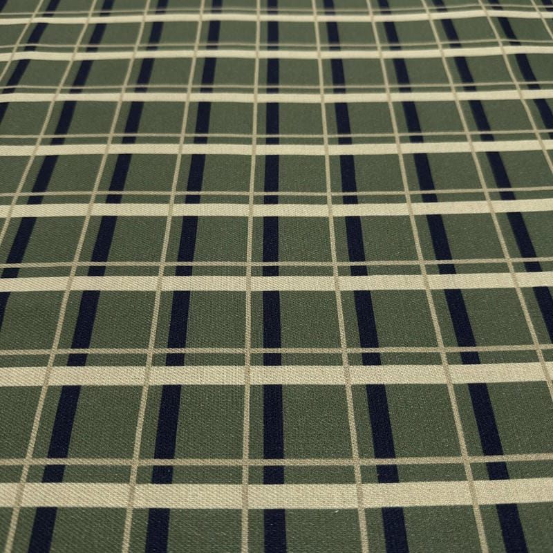 Tecido Viscose Estampada Xadrez Verde Militar e Azul Marinho • Luema Tecidos