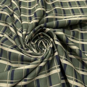 Tecido Viscose Estampada Xadrez Verde Militar e Azul Marinho • Luema Tecidos