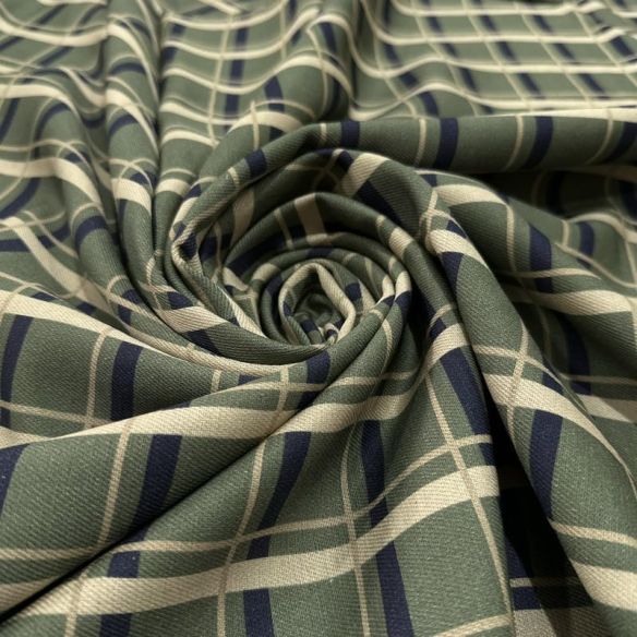 Tecido Viscose Estampada Xadrez Verde Militar e Azul Marinho • Luema Tecidos