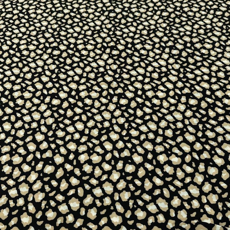 Tecido Viscose Estampada Animal Print Abstrata Fundo Preto • Luema Tecidos