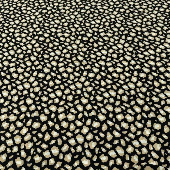 Tecido Viscose Estampada Animal Print Abstrata Fundo Preto • Luema Tecidos