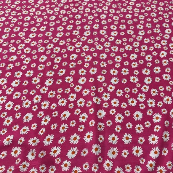 Tecido Viscose Estampada Margaridas Fundo Rosa Pink • Luema Tecidos