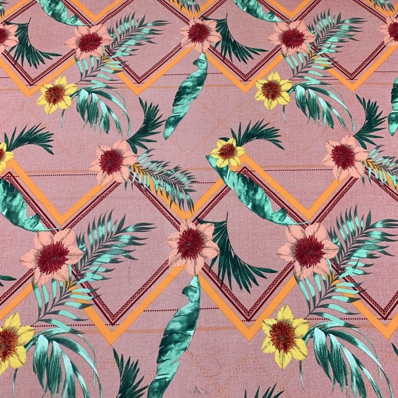 Viscose Estampada Squared Pink • Luema Tecidos