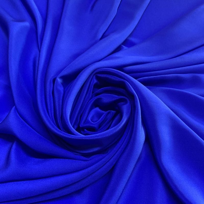 Crepe de Chine Seda Pura Liso Azul Royal • Luema Tecidos