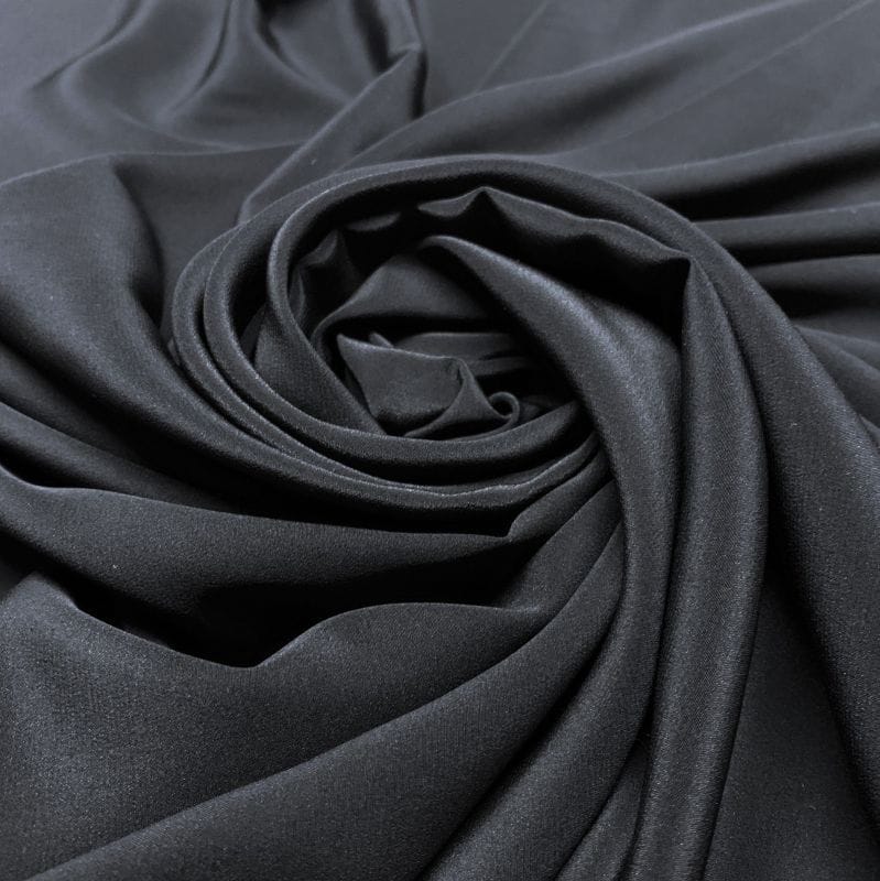 Tecido Crepe de Chine Seda Pura Preto • Luema Tecidos