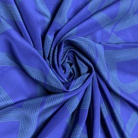Tecido Crepe de Chine Seda Pura Estampado Letras Azul Tecido Crepe de Chine Seda Pura Estampado Letras Azul • Luema Tecidos