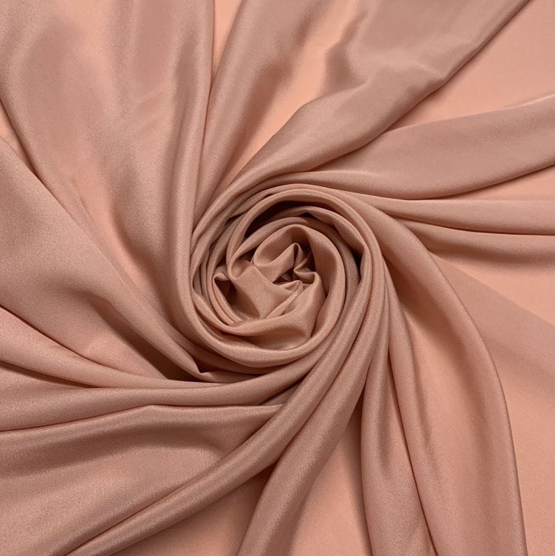 Tecido Crepe de Chine Seda Pura Liso Rosa Nude • Luema Tecidos