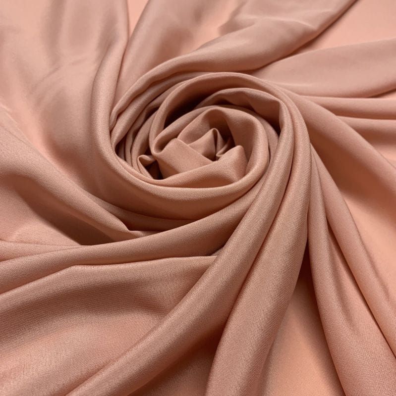 Tecido Crepe de Chine Seda Pura Liso Rosa Nude • Luema Tecidos