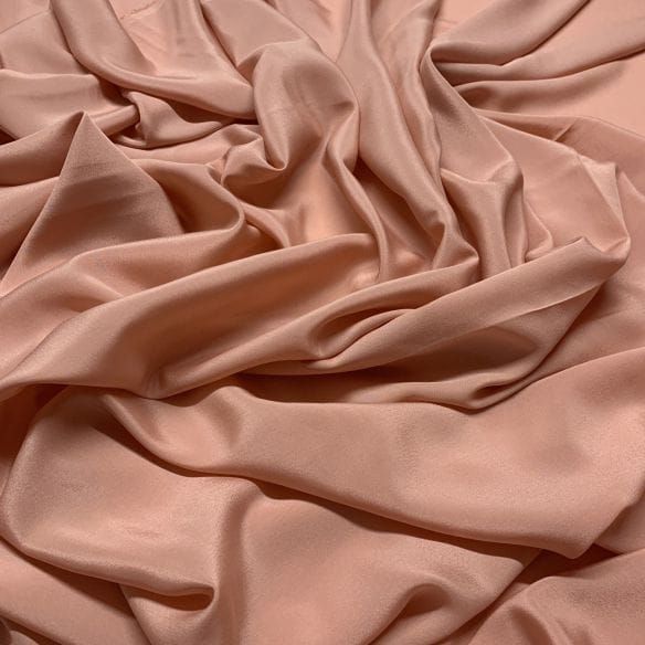 Tecido Crepe de Chine Seda Pura Liso Rosa Nude • Luema Tecidos