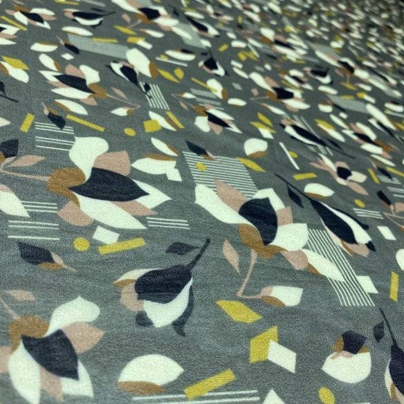 Musseline Floral Abstrato Cinza • Luema Tecidos