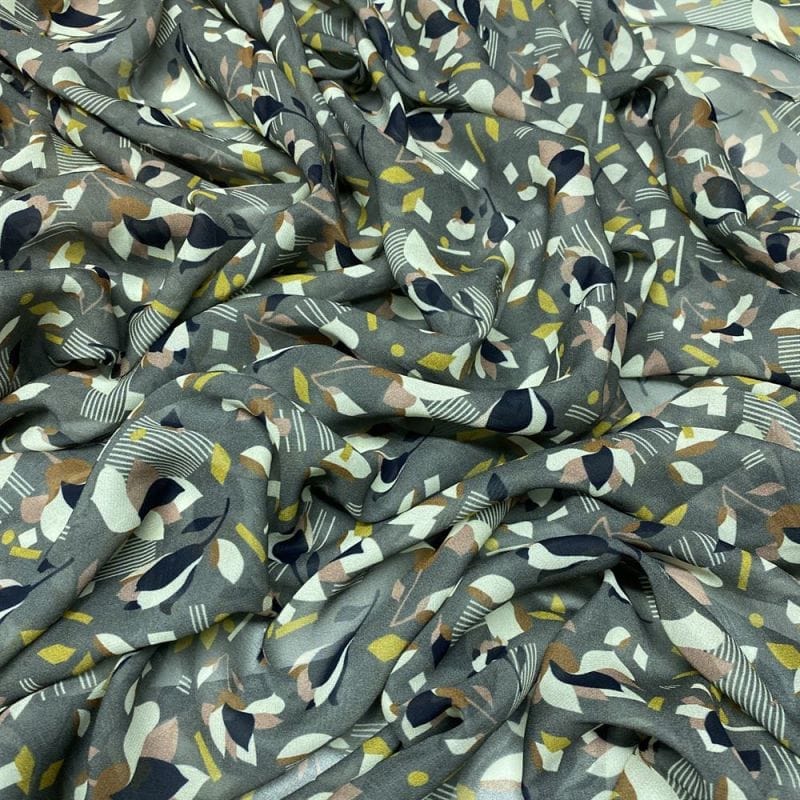 Musseline Floral Abstrato Cinza • Luema Tecidos