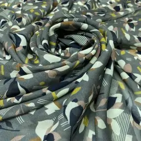 Musseline Floral Abstrato Cinza Musseline Floral Abstrato Cinza • Luema Tecidos 2