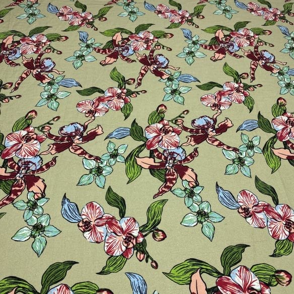 Linho Misto Floral Fundo Bege • Luema Tecidos