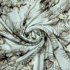 Viscose Estampada Folhagens Bege Viscose Estampada Folhagens Bege • Luema Tecidos