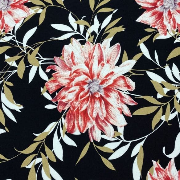 Viscose Estampada Floral Preto • Luema Tecidos