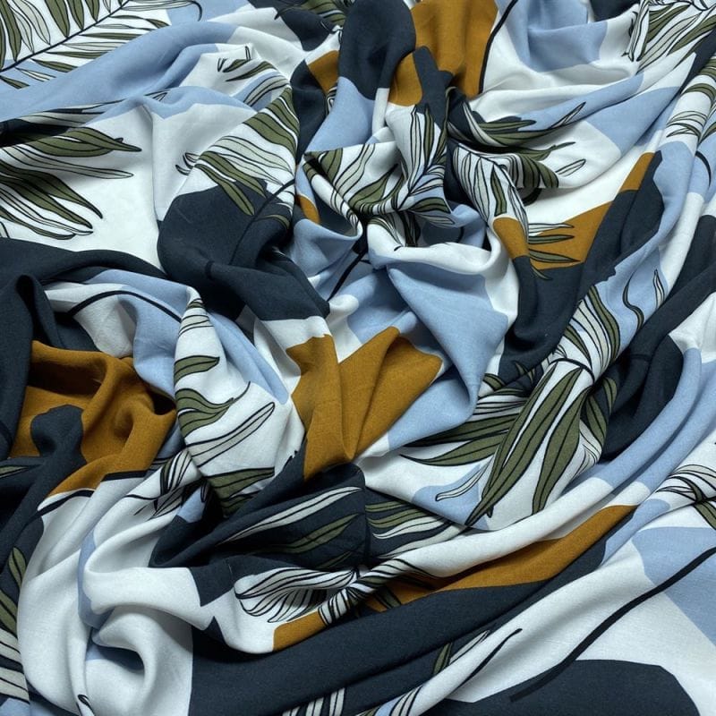 Viscose Estampada Folhagens Abstrato • Luema Tecidos