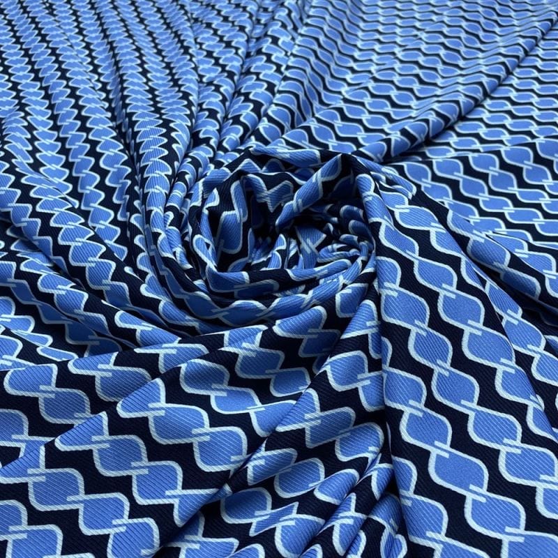 Viscose Estampada Elos Azul • Luema Tecidos Viscose Estampada Elos Azul • Luema Tecidos
