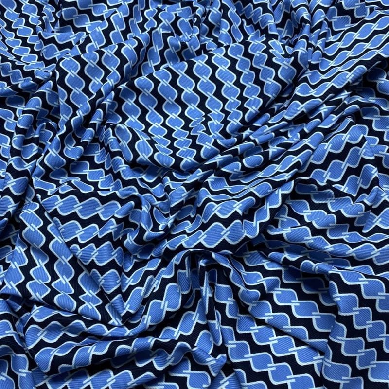 Viscose Estampada Elos Azul • Luema Tecidos Viscose Estampada Elos Azul • Luema Tecidos