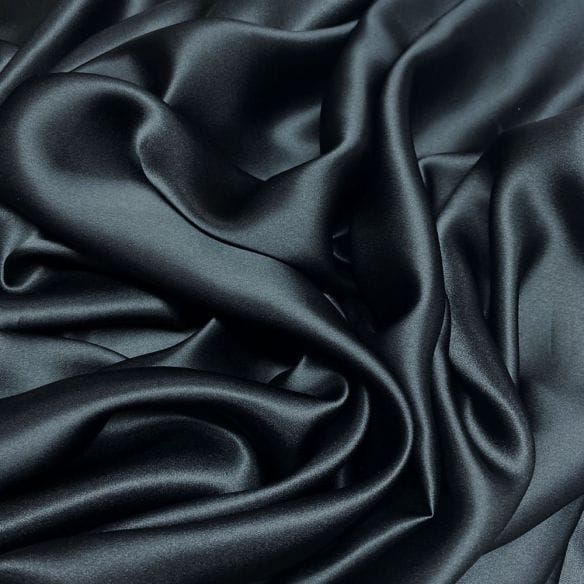 Tecido Cetim de Seda Pura Preto 90cm • Luema Tecidos