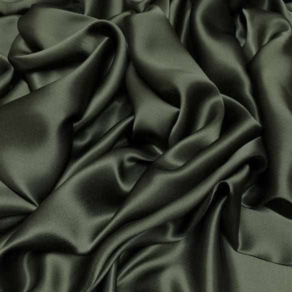 Tecido Cetim de Seda Pura Verde Musgo 90cm • Luema Tecidos