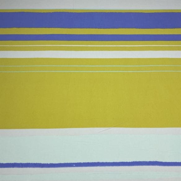 Viscose Listrada Tricolor Branco Amarelo e Azul • Luema Tecidos