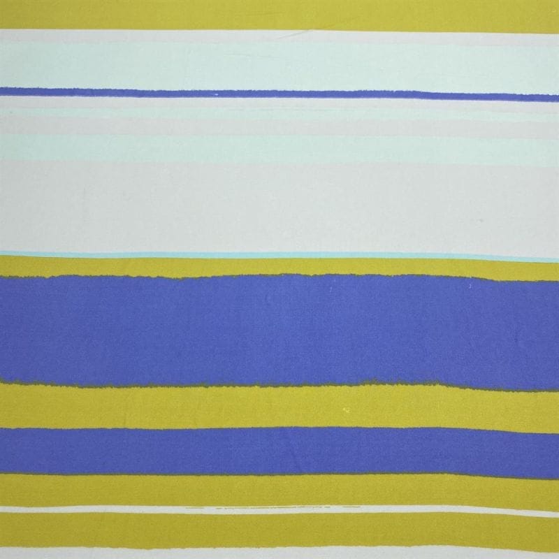 Viscose Listrada Tricolor Branco Amarelo e Azul • Luema Tecidos