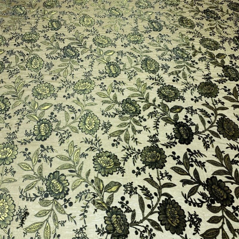 Devorê de Seda Marrom Floral • Luema Tecidos