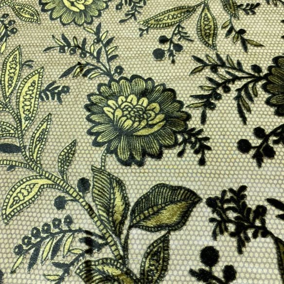 Devorê de Seda Marrom Floral • Luema Tecidos