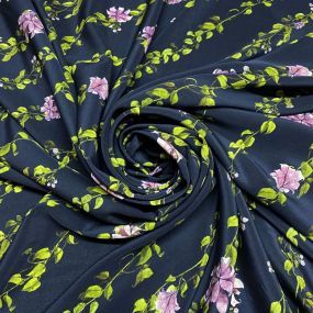 Tecido Crepe de Chine Seda Pura Estampado Ramos Tecido Crepe de Chine Seda Pura Estampado Ramos • Luema Tecidos