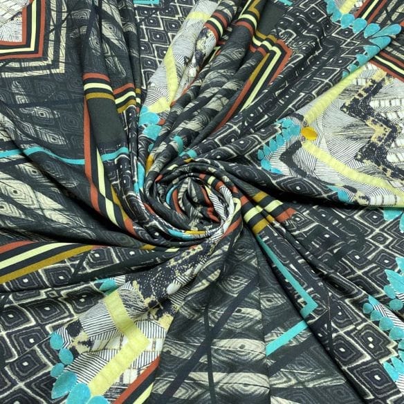 Viscose Estampada Quadros Abstrato • Luema Tecidos