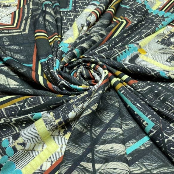 Viscose Estampada Quadros Abstrato • Luema Tecidos