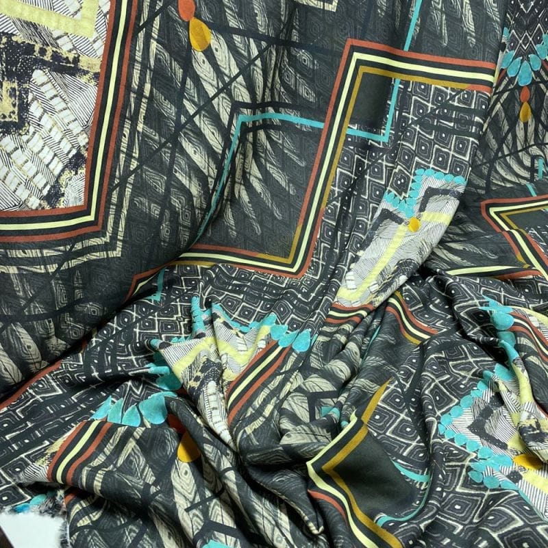 Viscose Estampada Quadros Abstrato • Luema Tecidos