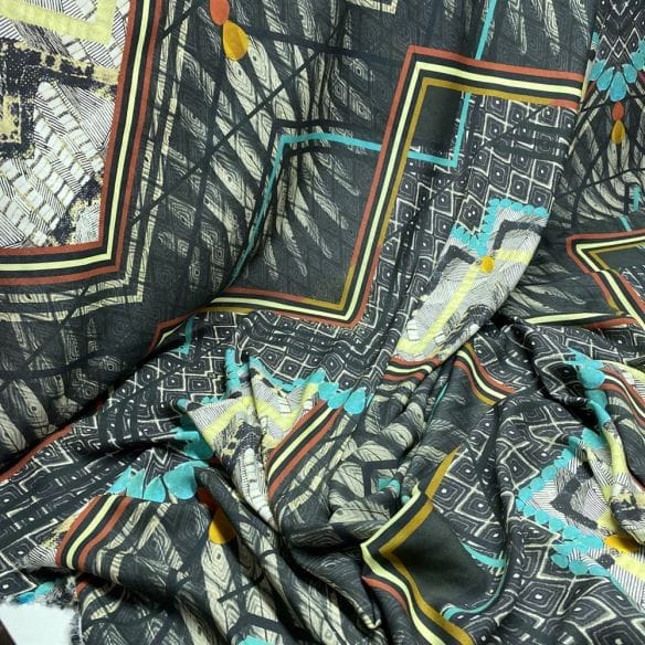 Viscose Estampada Quadros Abstrato • Luema Tecidos