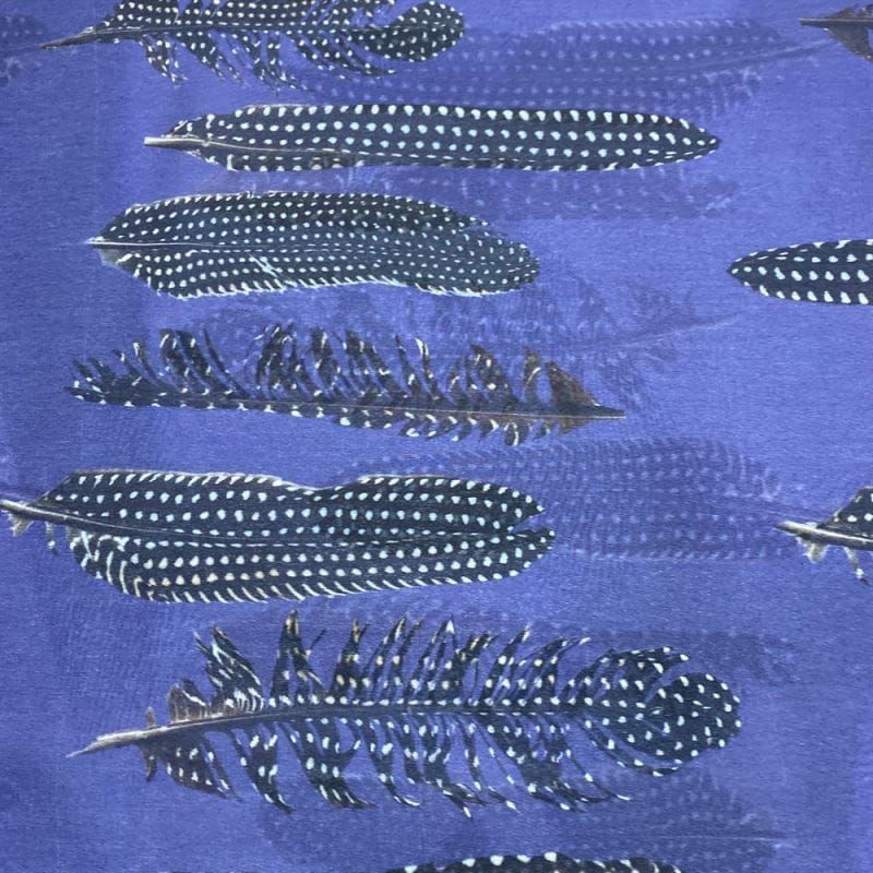 Musseline Floral Penas Azul • Luema Tecidos