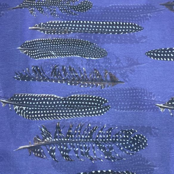 Musseline Floral Penas Azul • Luema Tecidos